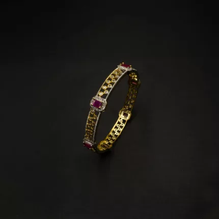 BA-2112002 - American Diamond Ruby Studded Bangle