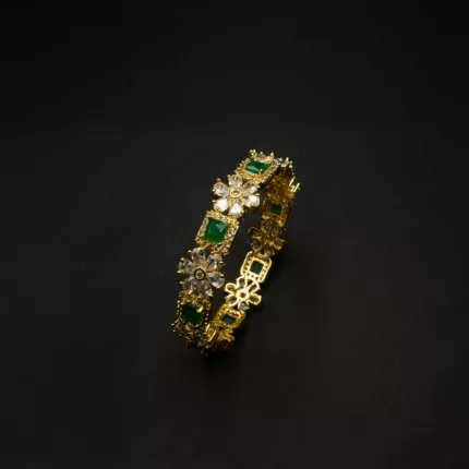 BA-2112004 - American Diamond Emerald Studded Bangle