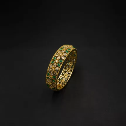 BA-2112006 - American Diamond Emerald Studded Bangle
