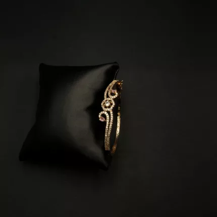 BL-2112003 - American Diamond Pink Stone Cuff Bracelet