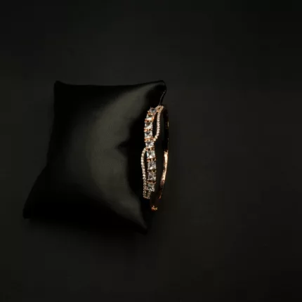 BL-2112004 - Rose Gold Plated American Diamond Cuff Bracelet