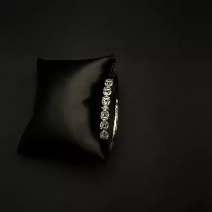 BL-2112006 - White Gold Plated American Diamond Cuff Bracelet