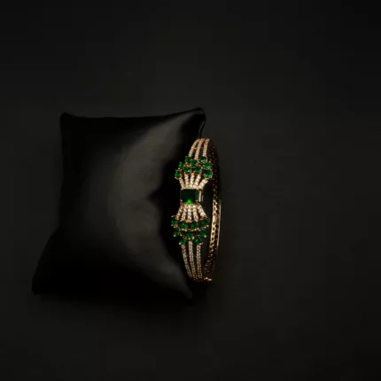 BL-2112007 - American Diamond Emerald Studded Cuff Bracelet
