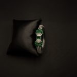 L-2112008 - American Diamond Emerald Studded Cuff Bracelet