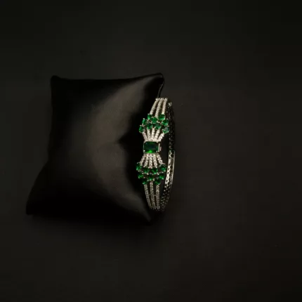 L-2112008 - American Diamond Emerald Studded Cuff Bracelet