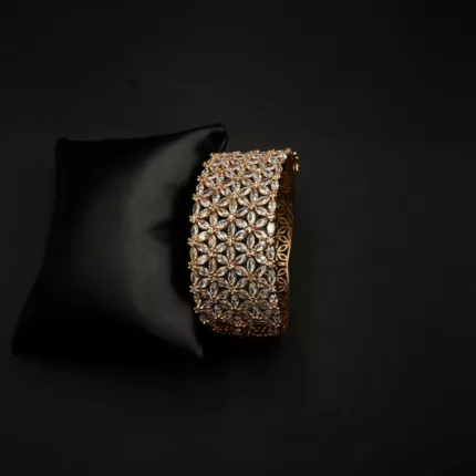 BL-2112011 - Rose Gold Plated American Diamond Statement Cuff Bracelet