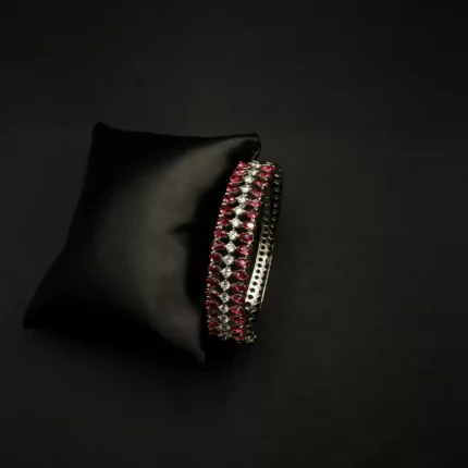 BL-2112014 - White Gold Plated American Diamond Cuff Bracelet