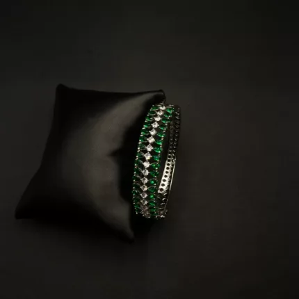 BL-2112017 - Emerald Studded American Diamond Cuff Bracelet