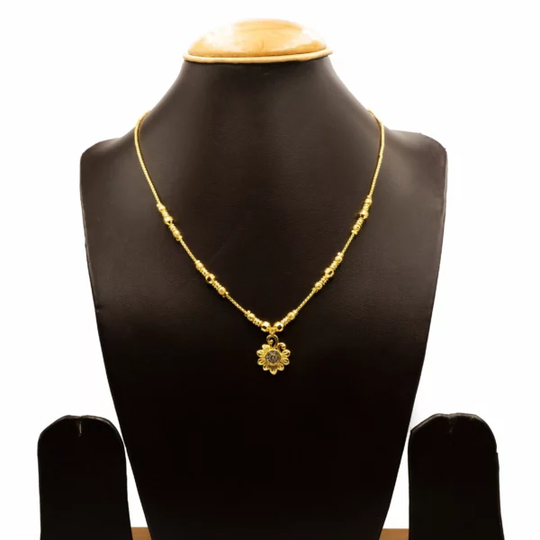 CH-2106002 – Gold Plated American Diamond Flower Necklace
