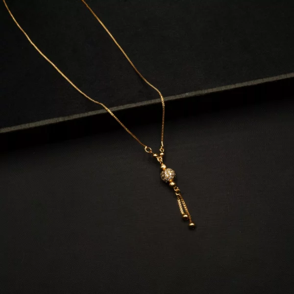 CH-2110005 – Gold Plated American Diamond Ball Necklace