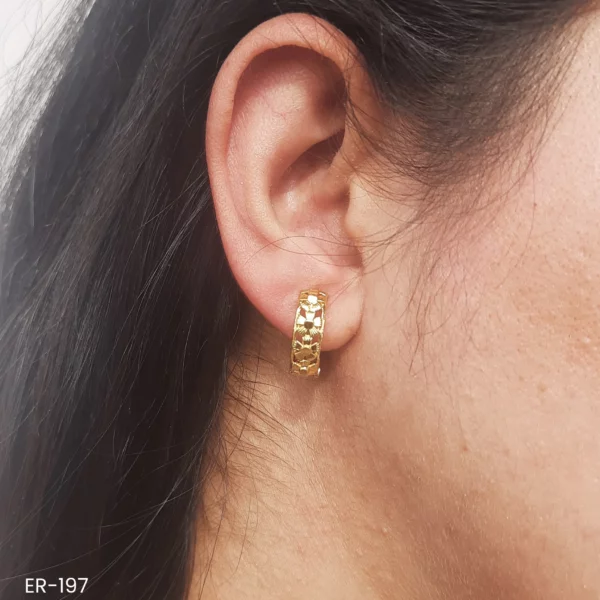 ER-197 - Gold Plated Floral Hoop Earrings