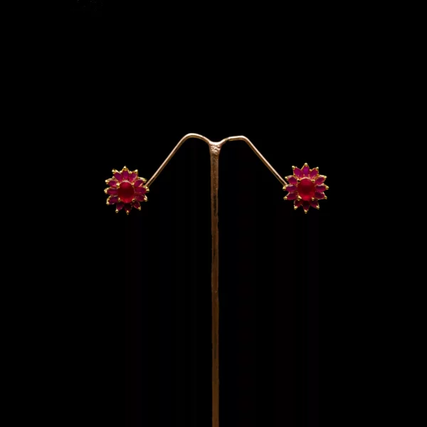 ER-2012005 – Radiant Ruby Flower Stud Earrings
