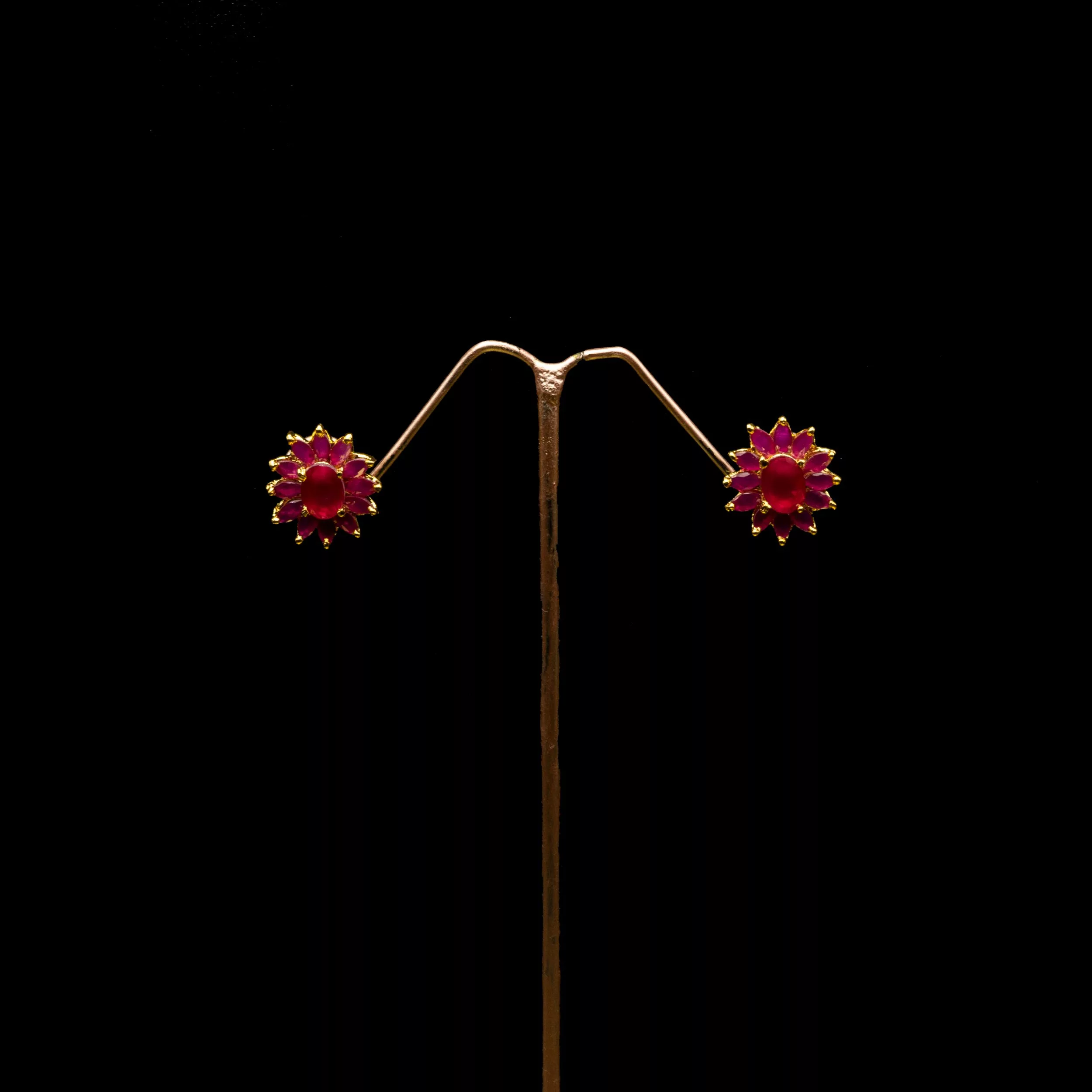 ER-2012005 – Radiant Ruby Flower Stud Earrings ER-2012005 – Radiant Ruby Flower Stud Earrings