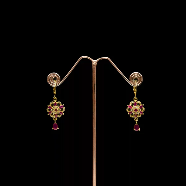 ER-2103027 - American Diamond Flower Dangle Earrings