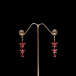 ER-2103033 - Gold Plated Ruby Dangle Earrings