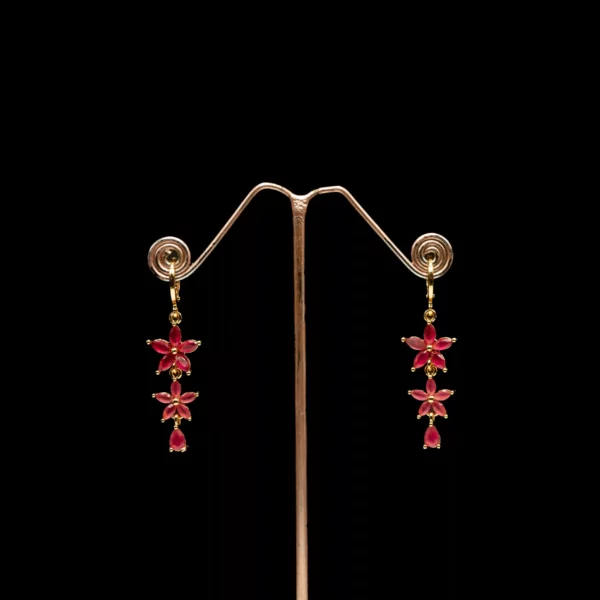 ER-2103033 - Gold Plated Ruby Dangle Earrings