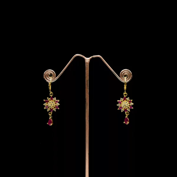 ER-2103036 - American Diamond Dangle Ruby Earrings