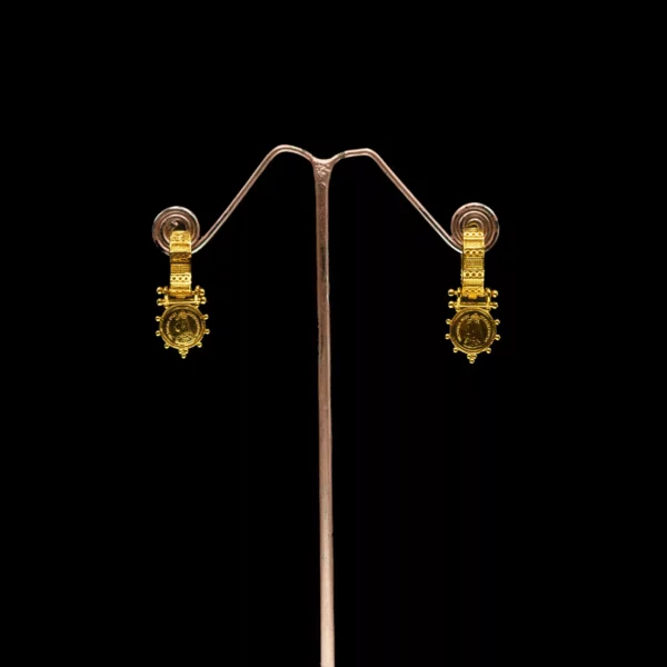 ER-2107008 - Gold Plated Coin Hoop Earrings