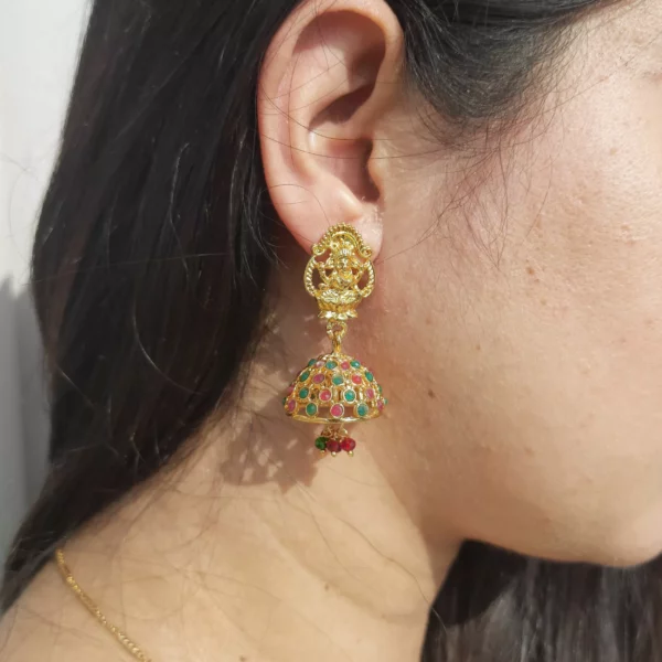 ER-2107010 - Multicolor Gold Plated Goddess Laxmi Earrings
