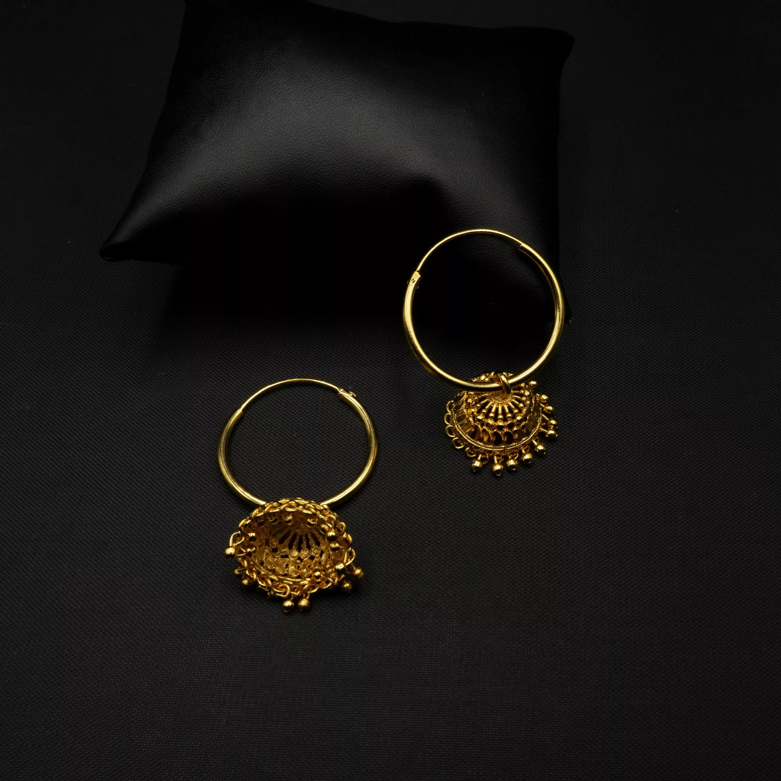 ER-2108001 - Gold Plated Hoop & Pinjada Earrings ER-2108001 - Gold Plated Hoop & Pinjada Earrings