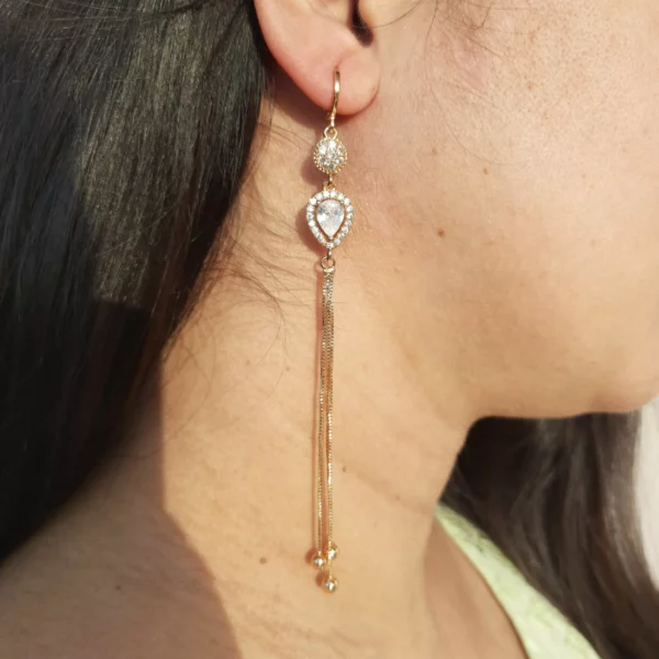 ER-2110003 - American Diamond Long Drop Earrings