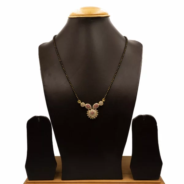 MA-2112002 - American Diamond Ruby Studded Contemporary Mangalsutra