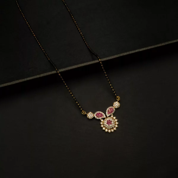 MA-2112002 - American Diamond Ruby Studded Contemporary Mangalsutra