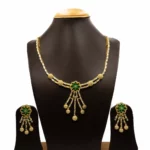 NS-1912016 - Emerald Studded American Diamond Necklace Set