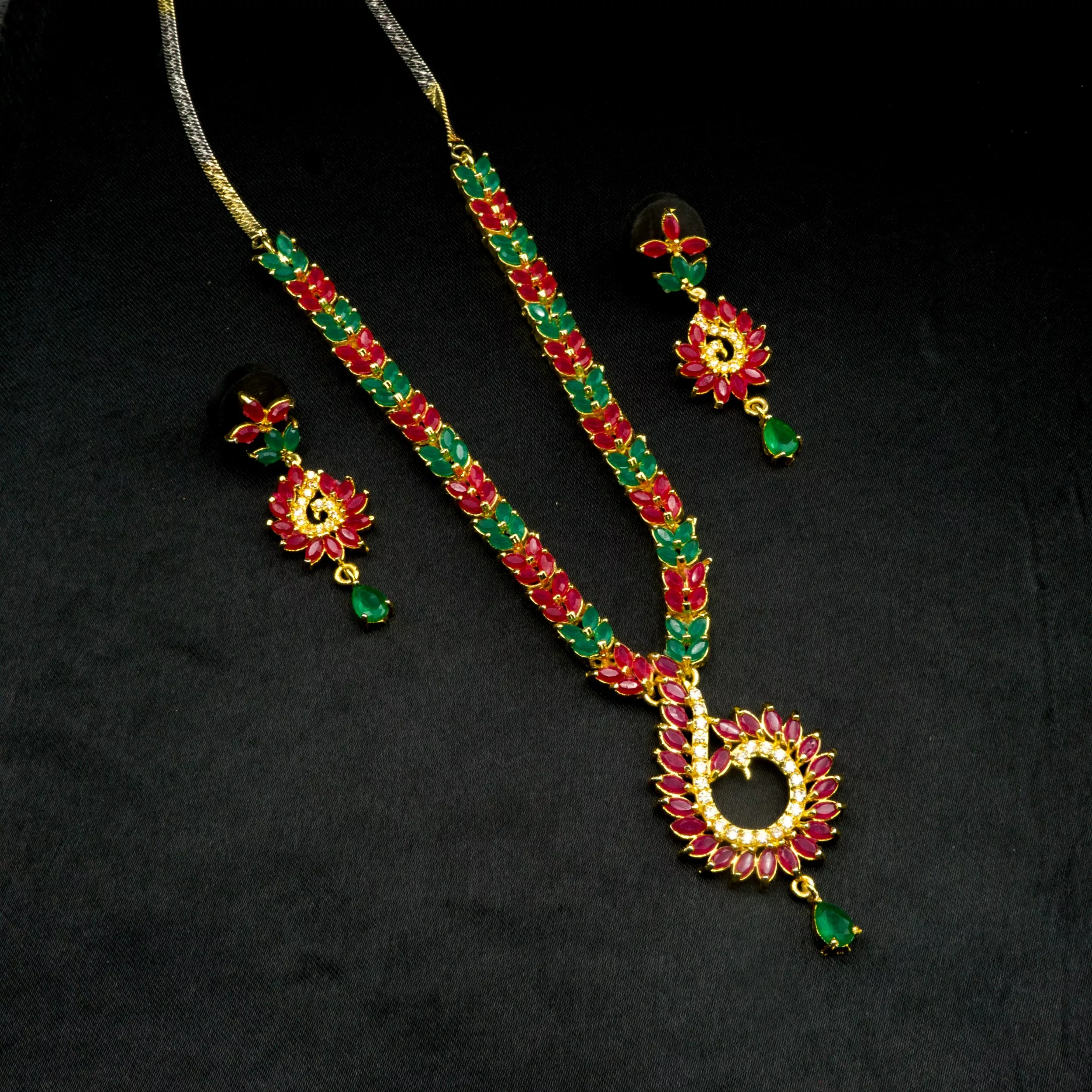 NS-2002001 - American Diamond Multicolor Necklace Set NS-2002001 - American Diamond Multicolor Necklace Set