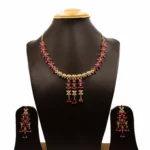 NS-2002033 - American Diamond Radiant Ruby Necklace Set