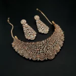 NS-2011038 - Rose Gold Plated American Diamond Choker Set