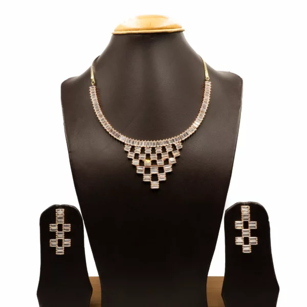 NS-2012010 - Rose Gold Plated American Diamond Necklace Set