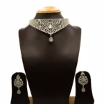 NS-2012011 - White Gold Plated American Diamond Choker Set
