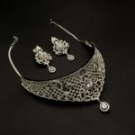NS-2012011 - White Gold Plated American Diamond Choker Set