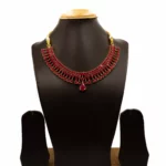NS-2012013 - Gold Plated Radiant Ruby Necklace