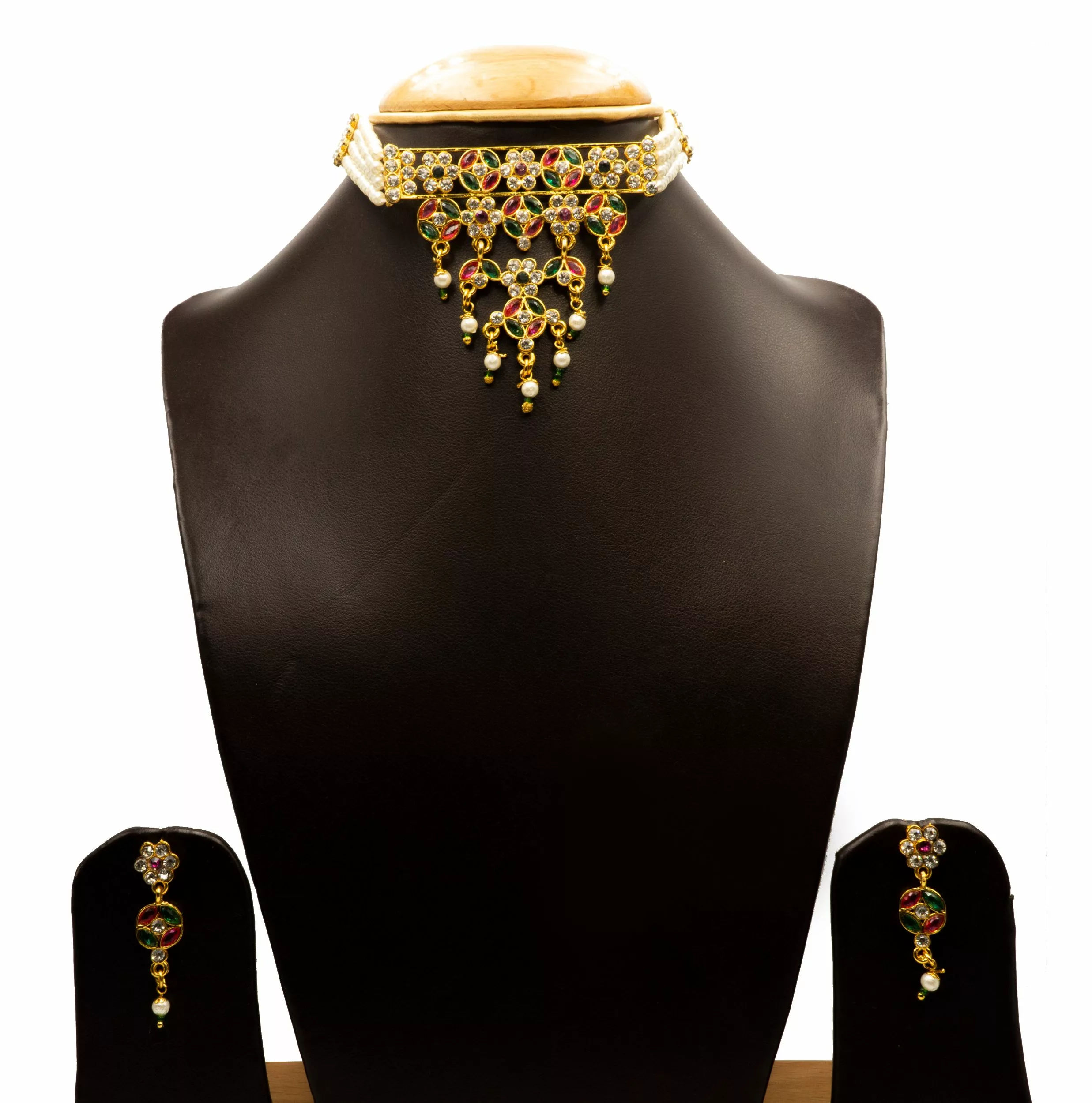 NS-2102009 - Multicolor Kundan & Pearl Choker Set NS-2102009 - Multicolor Kundan & Pearl Choker Set