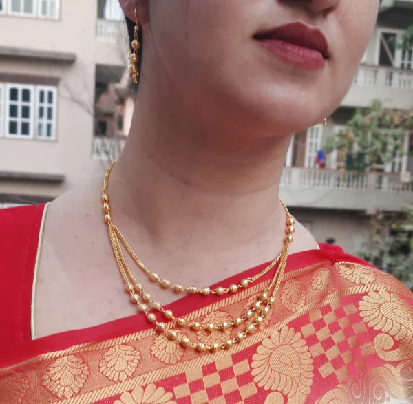 NS-2102011 - Gold Plated 3 Layered Contemporary Necklace Set