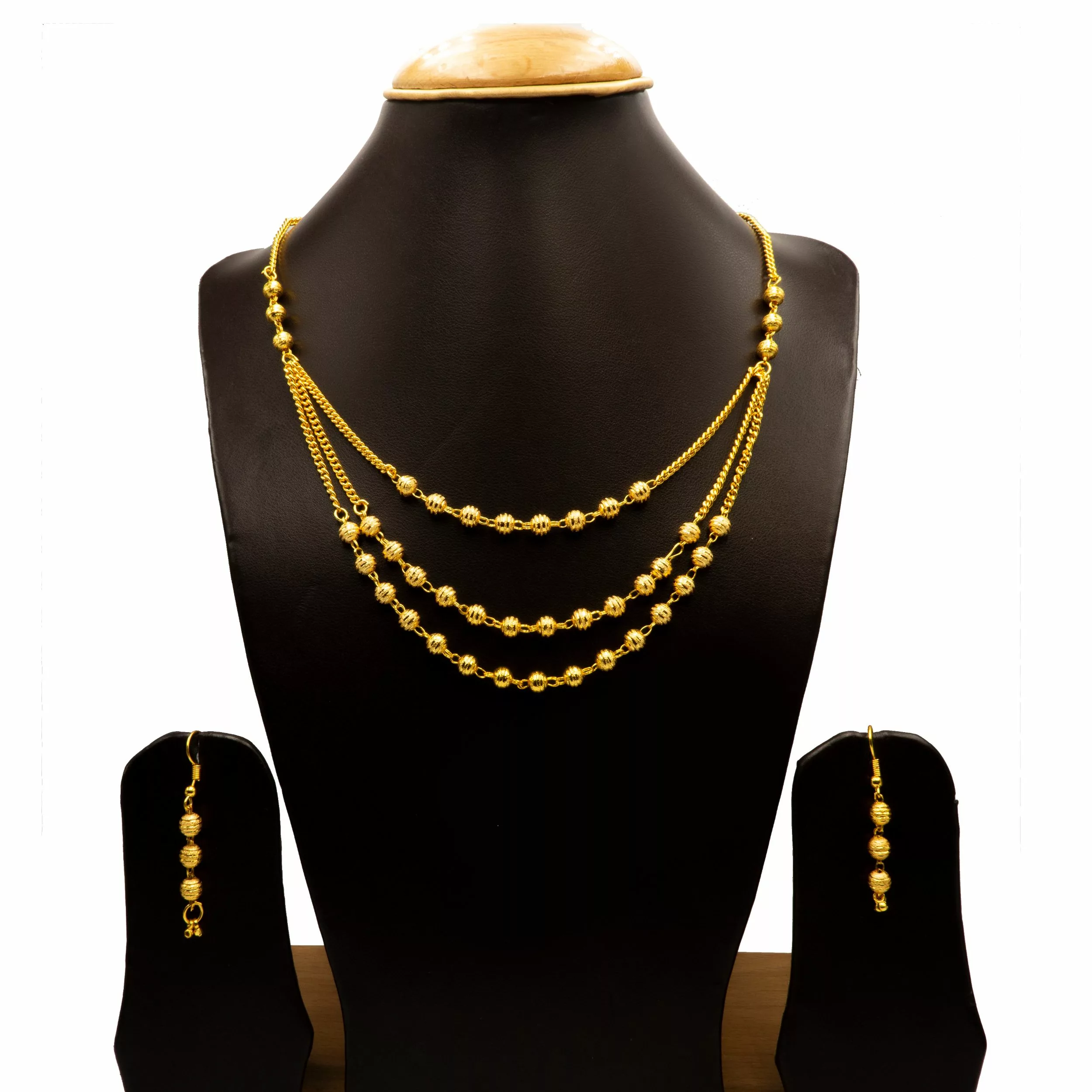 NS-2102011 - Gold Plated 3 Layered Contemporary Necklace Set NS-2102011 - Gold Plated 3 Layered Contemporary Necklace Set