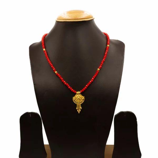 NS-2110002 - Gold Plated Red Crystal Necklace Set