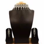 NS-2112001 - White Gold Plated American Diamond Choker Set