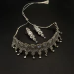 NS-2112001 - White Gold Plated American Diamond Choker Set