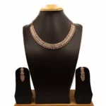 NS-2112006 - American Diamond Pink Stones Collar Necklace Set