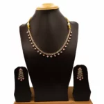NS-2112008 - American Diamond Pink Stones Collar Necklace Set