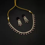 NS-2112008 - American Diamond Pink Stones Collar Necklace Set