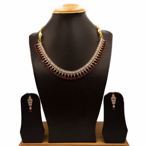 NS-2112011 - Radiant Ruby & American Diamond Collar Necklace Set