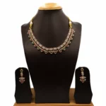 NS-2112012 - Ruby & Emerald Multicolor American Diamond Collar Necklace Set