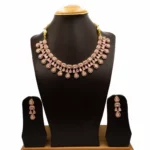 NS-2112013 - American Diamond Pink Stones Regal Necklace Set