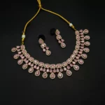 NS-2112013 - American Diamond Pink Stones Regal Necklace Set