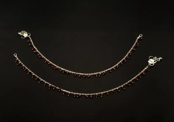 PA-2011014 - Silver Plated Red Crystal Anklets