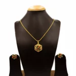 PS-2012009 - American Diamond Pancharatna Multicolor Pendant Set